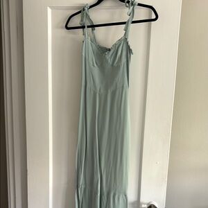 Reformation Mint Green Wedding Guest Dress with Tie Straps
